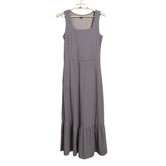Lands End Modal Square Neck Tiered Maxi Dress Geometric Print - Picture 1 of 8